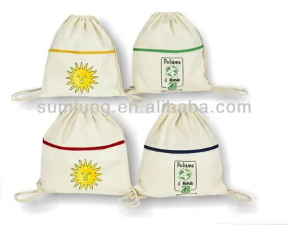 Cotton Logo Cotton Drawstring Bags