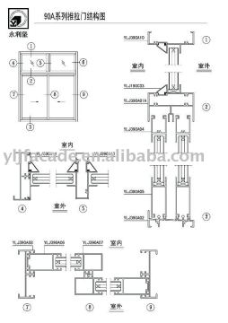 aluminum profile for sliding door 390A