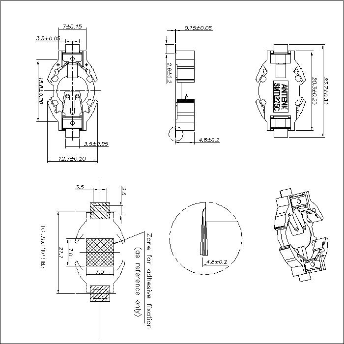 Porte-cellules de pièces de monnaie SMT pour du ruban adhésif et bobine 1225C