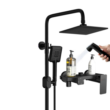 Ensemble de robinet de douche noir mat en laiton