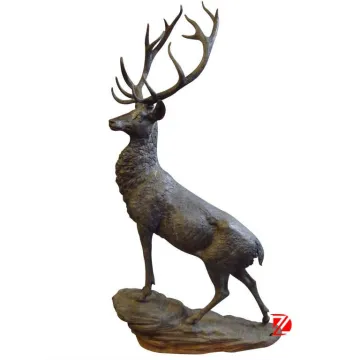 life-size modern brass animal sculpture deer statue