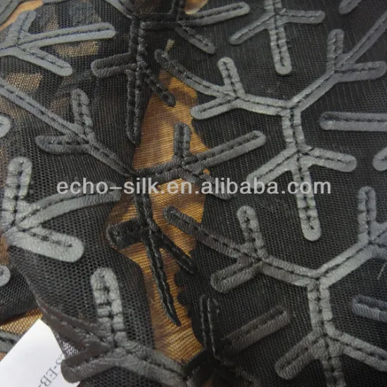 leather embroidery in poly mesh