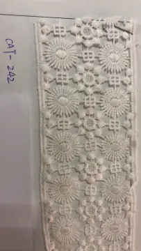 Three Flowers On Wide Trims Polyester Embroider Fabric