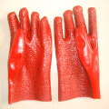 Guantes de rizo de PVC rojo con forro de franela