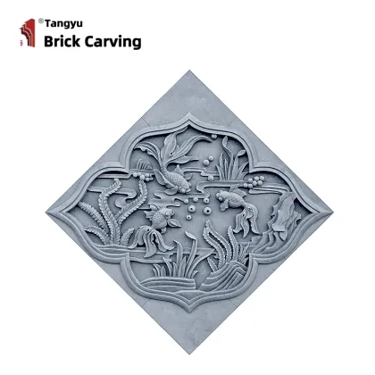 Goldfish blue brick relief mural