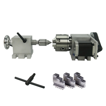 CNC Router Engraver Milling Machine Accessories: 4th Axis Dividing Head with 6:1 Rotation Axis and 80mm Activity Tailstock