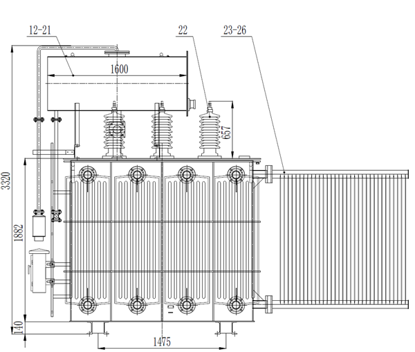 8mva transformer dimension