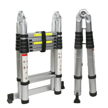 Double side telescopic aluminum ladder