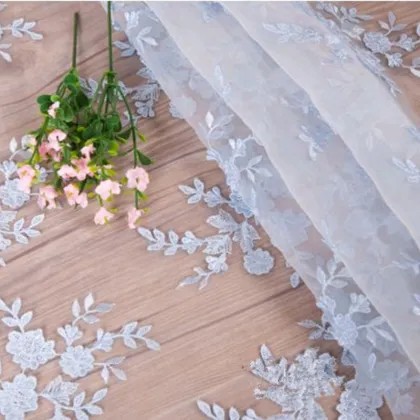 embroidered tulle lace fabric/bridal veils/ full dress/ stage dress fabric