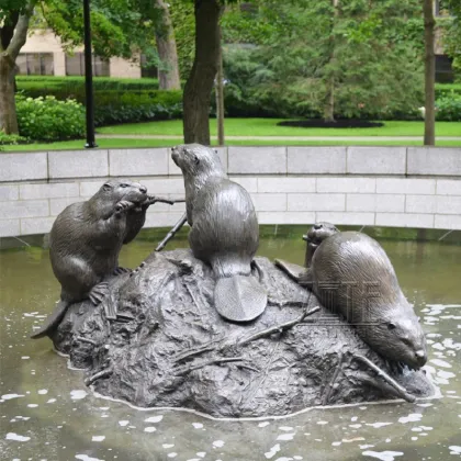 Outdoor lovely bronze brass statue metal beaver sculpture