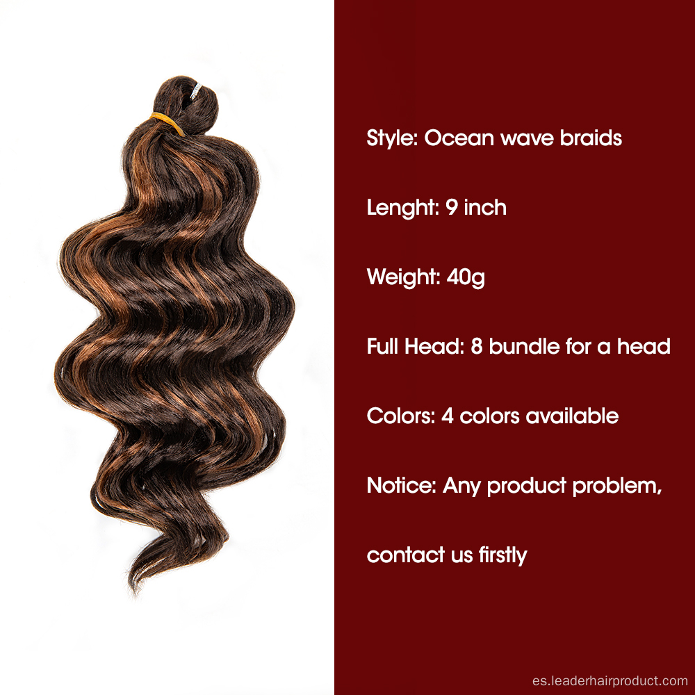 Onda de agua corta Trenza de ganchillo Cabello Ocean Wave