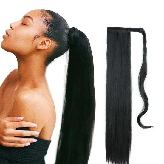 22 Inches 100g Pure Ombre Color Straight Wrap Around Ponytail Hairpiece Clip In Synthetic Hair Ponytails For Women