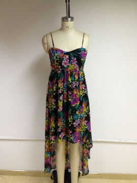 HIGHT LOW TROPIC CORSET DRESS WITH LINING