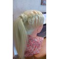 CAMMITEVER Long Hair Blonde Training Hairdressing Wigs Makeup Mannequin Hair Model + Clamp