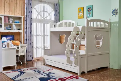 Modern Kids Wood Bunk Bed Triple