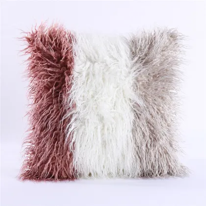 Custom Color Faux Fur Pillow Covers White Mongolian Faux Fur Pillow