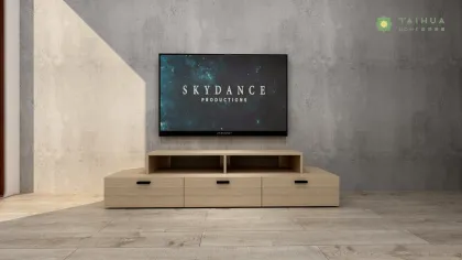 Light Wenge TV Stand 3 Drawers CD Rack