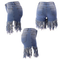 High Waisted Denim Tassels Shorts for Women