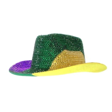 Mardi Gras Rhinestone Mask ditetapkan dengan topi koboi