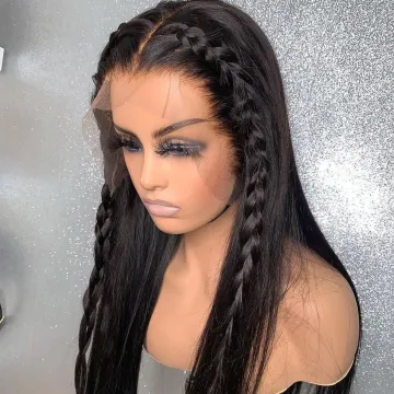 Hd Full Transparent Lace Frontal Wig Raw Brazilian Straight Virgin Human Hair Lace Wig Bleached Knots Lace Front Human Hair Wig