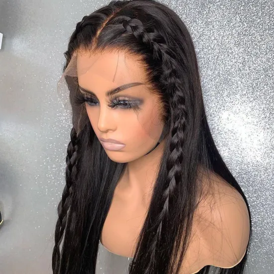 Hd Full Transparent Lace Frontal Wig Raw Brazilian Straight Virgin Human Hair Lace Wig Bleached Knots Lace Front Human Hair Wig