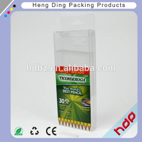 custom made clear plastic pvc box with soft crease for pencil