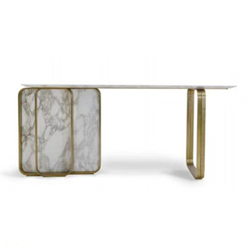 Modern Light Luxury Gold Marble Console for Home, Hotel, or Bedroom