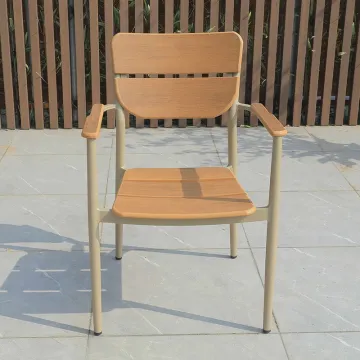 Outdoor Garden Chair Dining Set - Plastic Wood Table and Chair Sets for Cafe & Restaurant