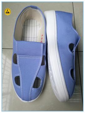 good quality blue color canvas upper PU outsole 4-hole cleanroom ESD shoes