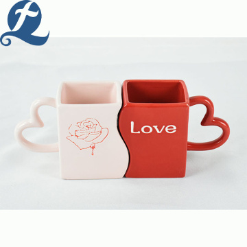 Household colorful ceramic heart cup with lovers use