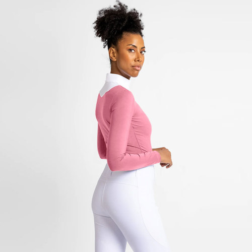 Pink Long Sleeve Horse Riding Womens Clothing Base Layer Top