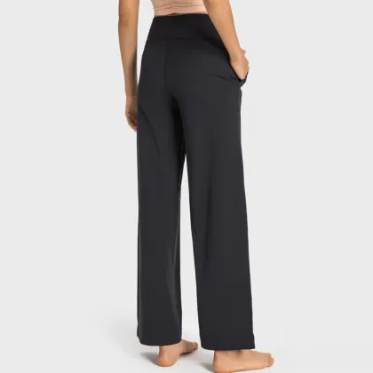 Comfy Lulu Buttery Soft Wide Leg Yoga Pants with Elastic Waist and Side Pockets