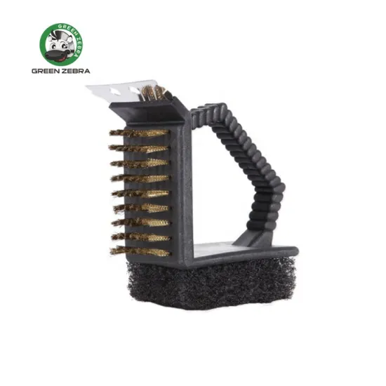 Camp Indoor 3-in-1 Triangle BBQ Tools Set: Barbecue Brush with Scraper for Grill Cleaning