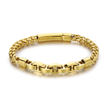 KALEN Polished Vintage Multi-Color Stainless Steel Herringbone Chain & Links Bracelet
