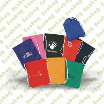 Recycled Polyester Drawstring Bags, Customized Logos are Accepted