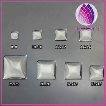 Wholesale fancy 8mm square transparant clear glass cabochon