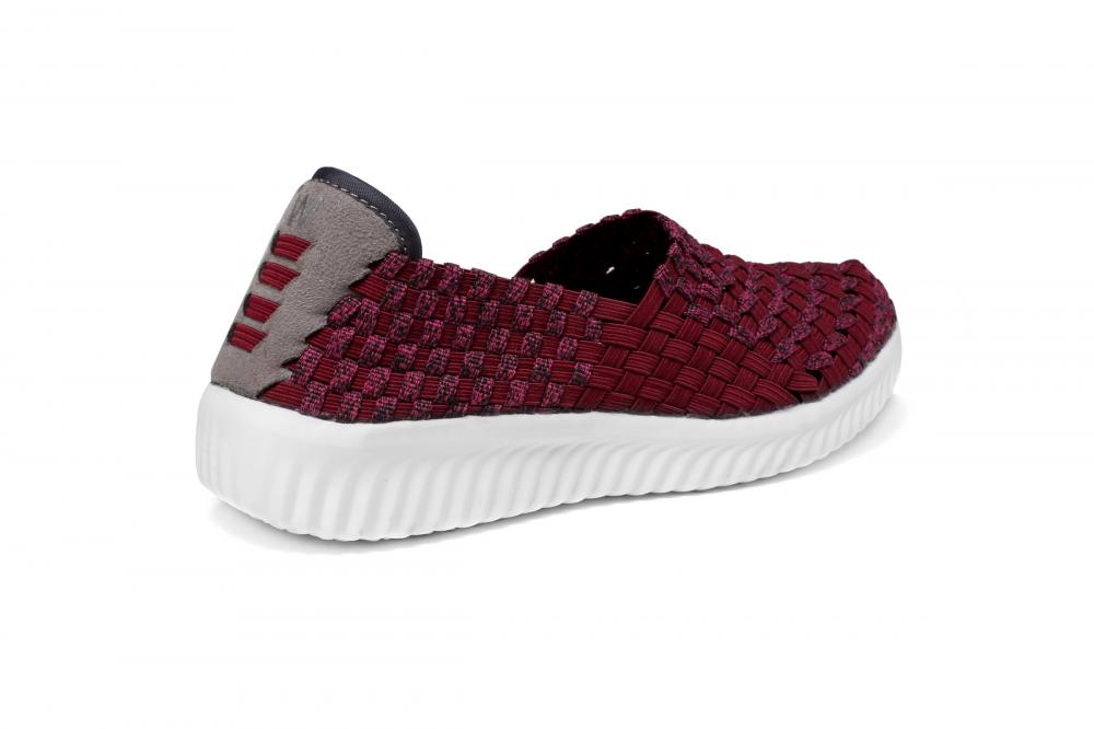 Women Red Woven Slip-Ons-2