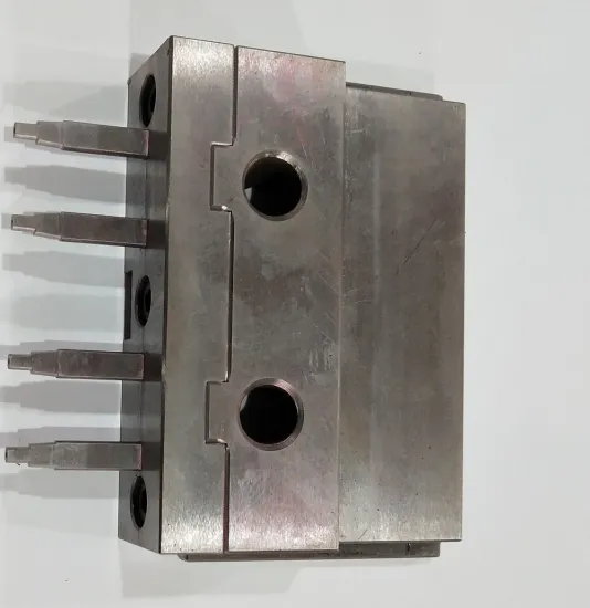 Injection mould parts with pin