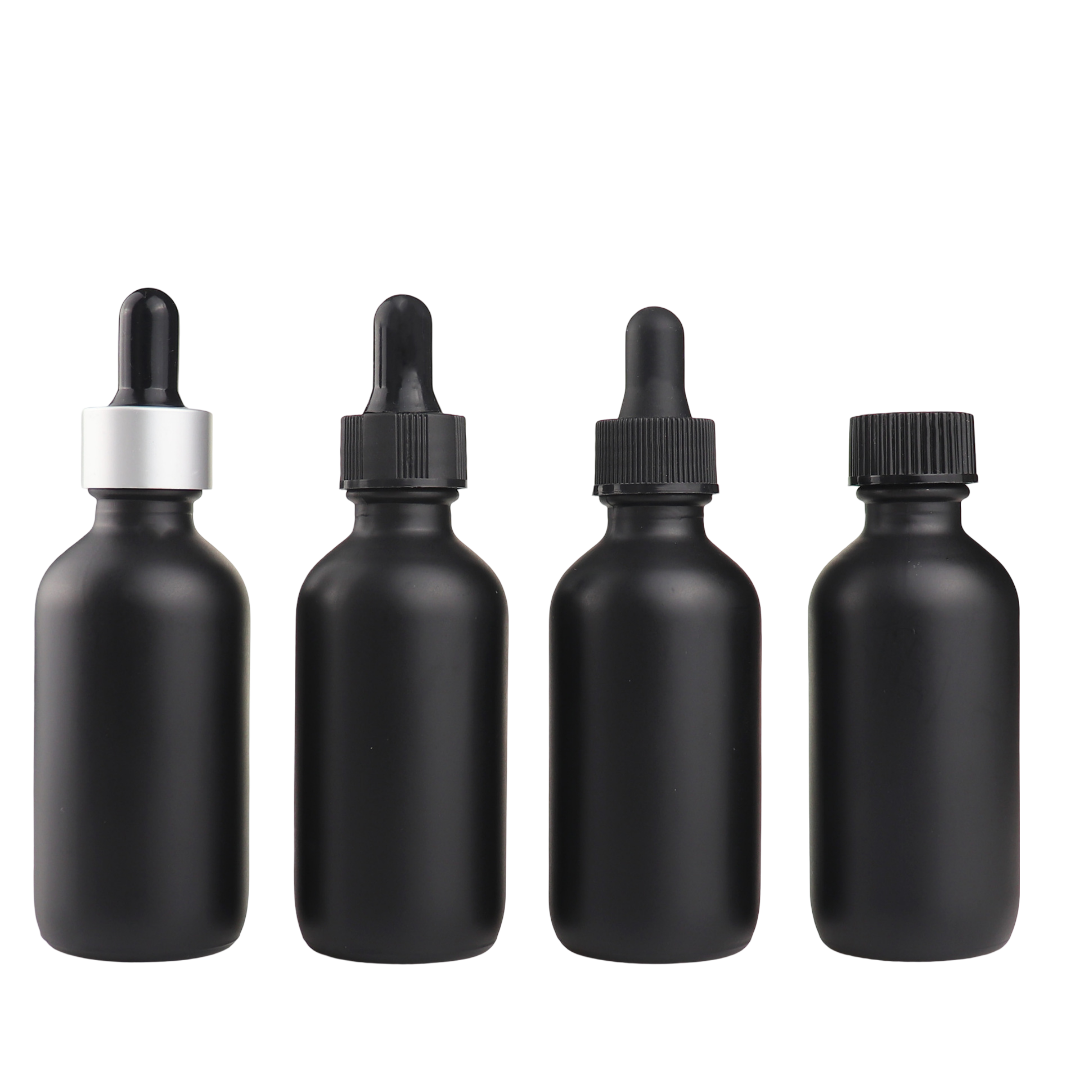 2oz mot Matte qora shisha idishni doimiy shisha tomchisi