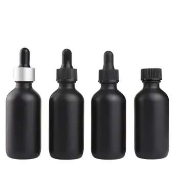 2oz Matte Black Glass Bottle Regular Glass Dropper