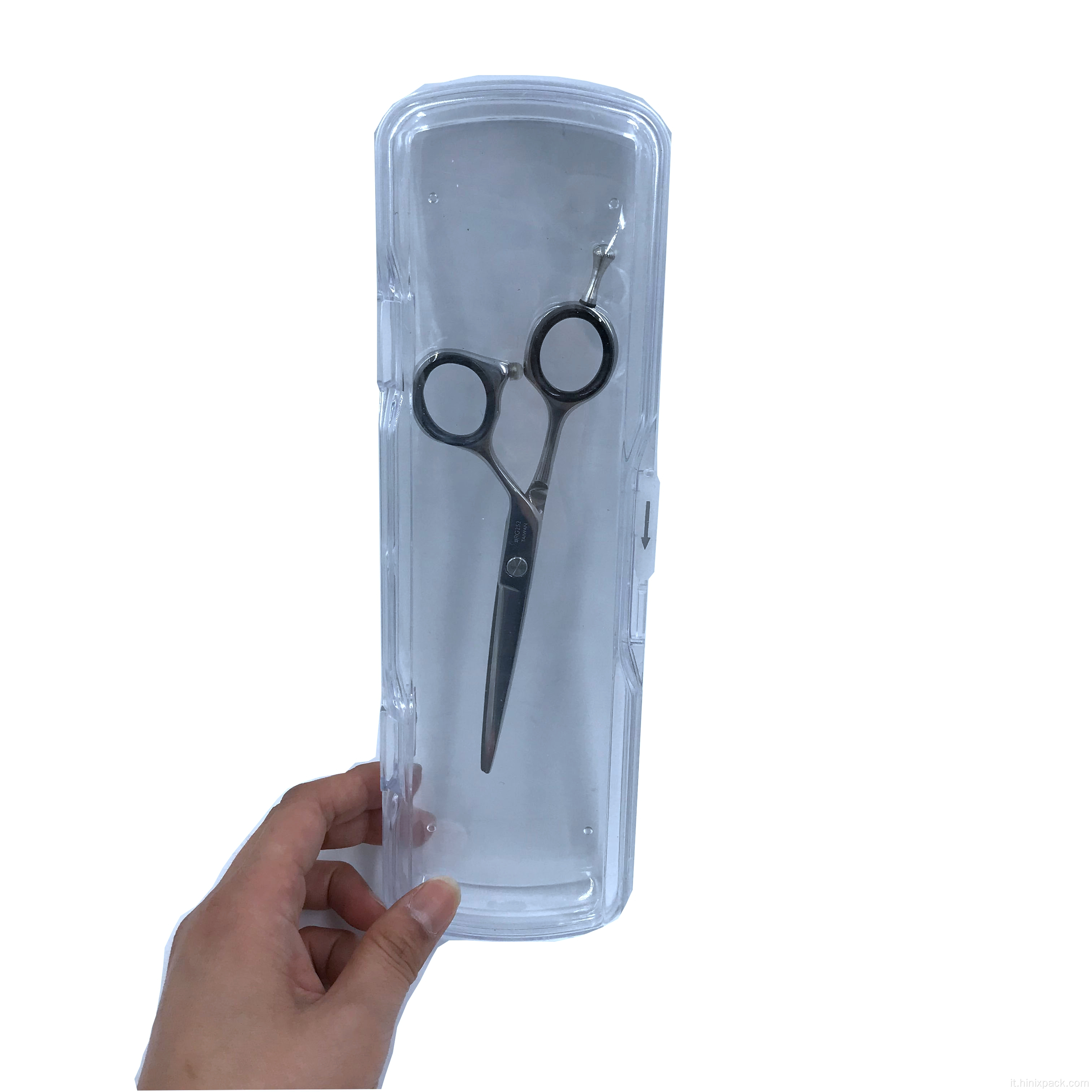 Scatola di imballaggio trasparente di plastica per forbice