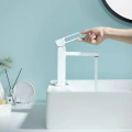 White Single Hole All Brass Bathroom Basin Faucet