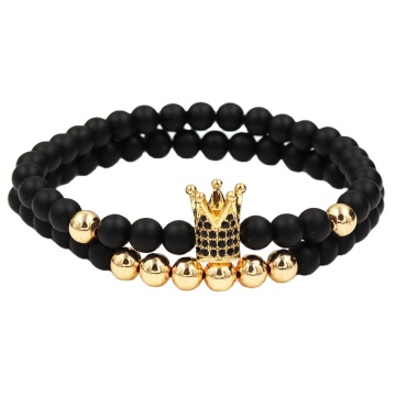 Bracciale a croce in perline d'oro all'ingrosso con pietra di lava naturale