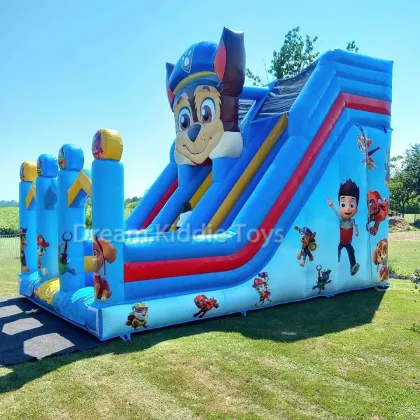 Kids Outdoor Animal Patrol Dog Paw Inflatable Slide - Bounce Slide & Inflatable Combo