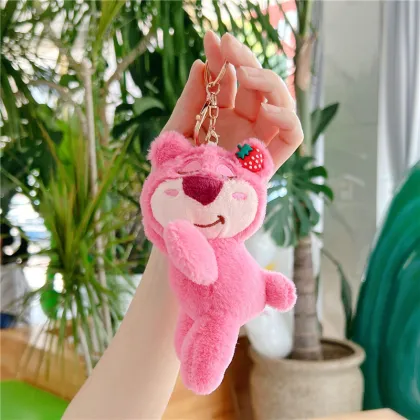 2024 Trendy Customizable Kawaii Strawberry Bear Plush Toys & Keychains