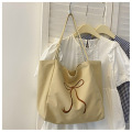 Multicolor Bow-Embellished Canvas Tote Bag