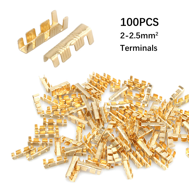 100Pcs DJ453C U-Style Crimpping Terminal Tab Cold Inserts Connectors Cold Terminal Small Teeth Fascia Terminal 2-2.5mm2