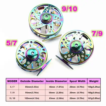 ORJD Multi Color Fly Fishing Reels Aluminum CNC Machined Large Arbor