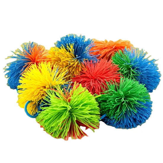 Rainbow Pom Stringy Ball: A Vibrant Stress Relief and Sensory Toy