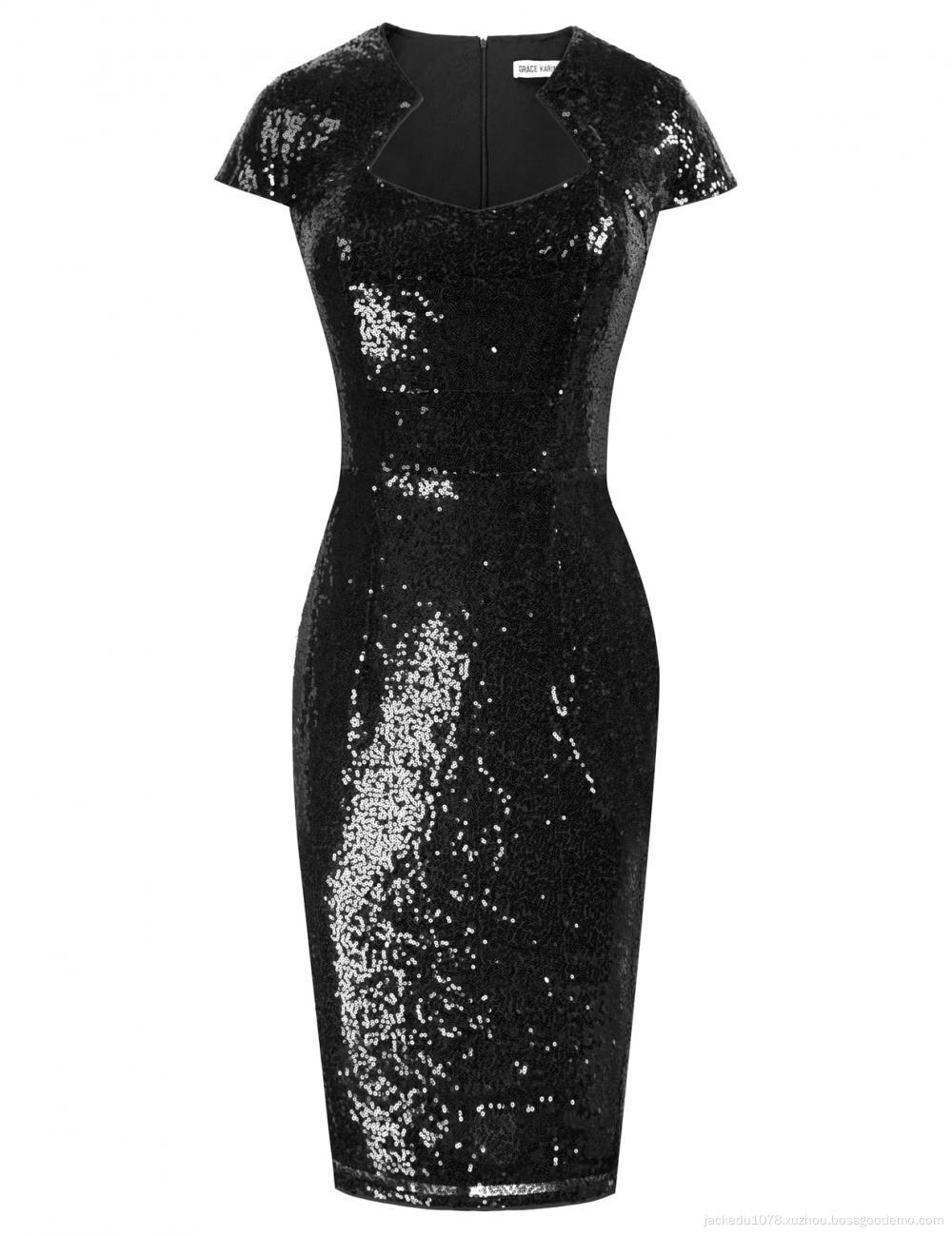 Womens 50s 60s Vintage Pencil Dress Bodycon Cap Sleeve Dress